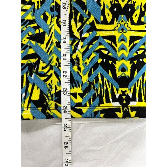 LuLaRoe Cassie Women's Yellow Blue & Black Skirt - Picture 6 of 7